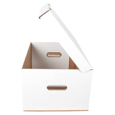 46,5x34x24cm Kutu - 12 Desi Kutu - Çift Oluklu Kilitli Kutu - Beyaz - 4