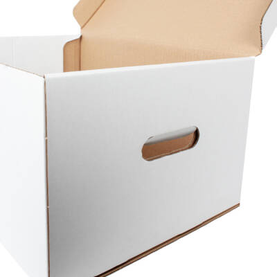 46,5x34x24cm Kutu - 12 Desi Kutu - Çift Oluklu Kilitli Kutu - Beyaz - 2