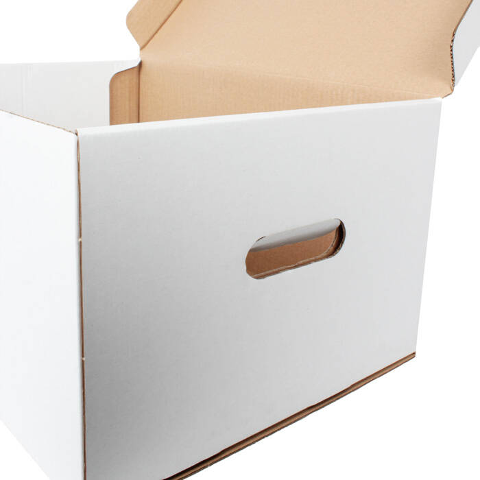 46,5x34x24cm Kutu - 12 Desi Kutu - Çift Oluklu Kilitli Kutu - Beyaz - 2